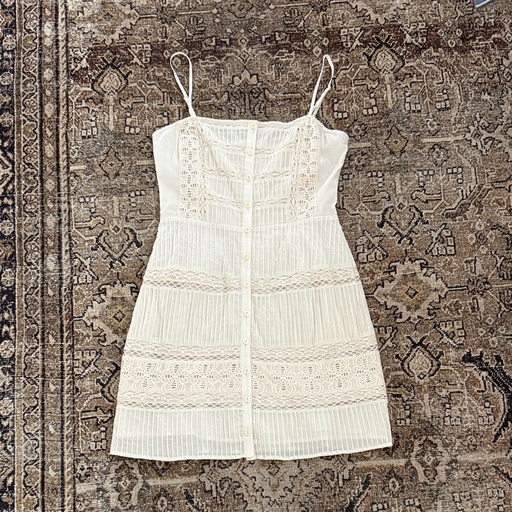 Reformation White/Cream Lace-Panel Mini Dress